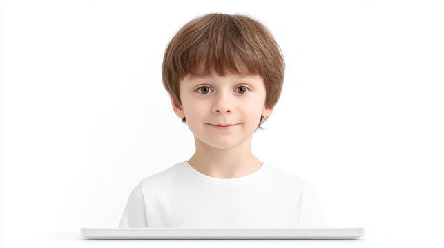 Boy with Laptop: Child, Education, Technology, Learning