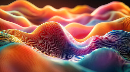 Abstract colorful wavy textured digital landscape