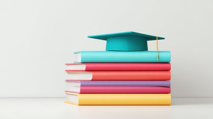 Graduation Cap on Books: Education, Learning, Success