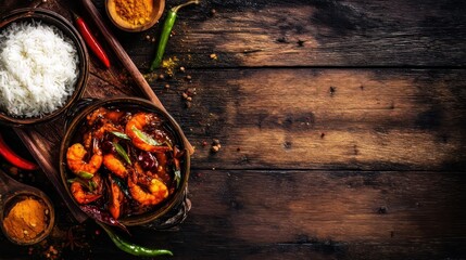 Delicious Shrimp Curry with Rice - Spicy Seafood Dish