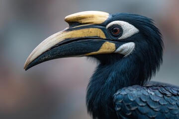 Obraz premium A male pied hornbill from Singapore s Pasir Ris Park