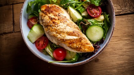 Healthy Chicken Salad with Fresh Vegetables