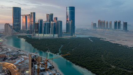 Buildings on Al Reem island in Abu Dhabi timelapse from above. © HyperlapsePro