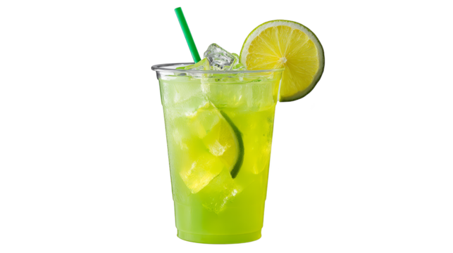 Revitalizing glass of fresh orange juice with straw and lime, a refreshing citrus delight