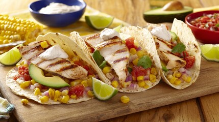 Delicious Chicken Tacos with Fresh Vegetables and Salsa