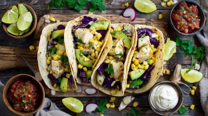 Delicious Fish Tacos with Fresh Vegetables and Salsa
