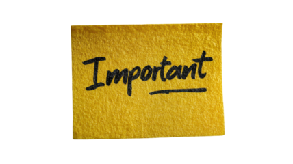 Yellow sticky note with the word 'Important' handwritten in black marker emphasized