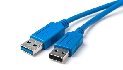 Two blue USB cables on a white background