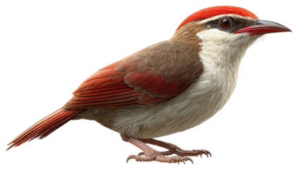 Red billed cap 3D rendering isolated on transparent background 