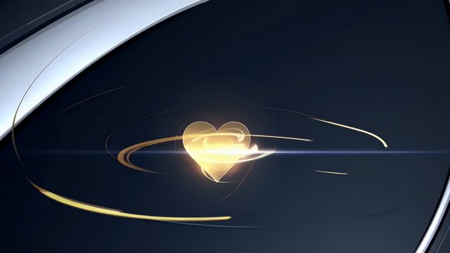 Sunlit golden yellow hearts assemble within minimalist lower third ribbon scattering pixie dust glimmers pristine K expanded headline celebrates romantic branding power transparent workflow live