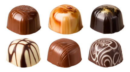 Four decadent chocolates in a row, sweet treat for chocolate lovers indulge