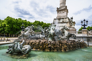 Fontaine du Char du Triomphe de la Concorde, Place des Quinconces, Bordeaux, Gironde, Nouvelle-Aquitaine, France, Europe