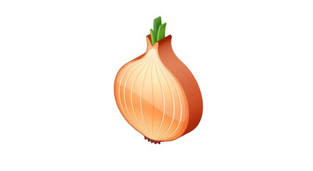 Fresh Brown Onion with Green Sprouts on Transparent Background