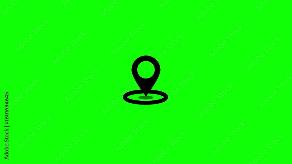 Poster animated gps locator icon green screen location pinpoint marker navigation app interface. map pin lo