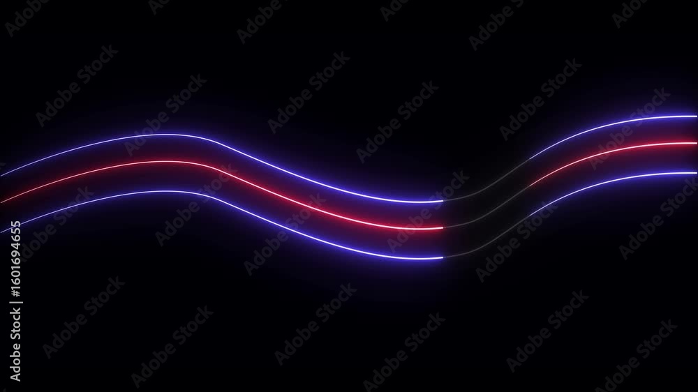 Poster dynamic neon lines red blue abstract background loop animation 4 k ultra h d glowing energy waves. n