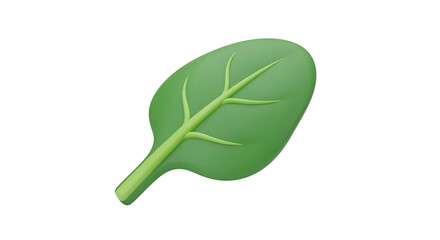 Single Green Leaf with Veins on Transparent Background for Natural and Botanical Designs