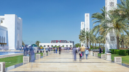 Obraz premium Sheikh Zayed Grand Mosque timelapse in Abu Dhabi, the capital city of United Arab Emirates