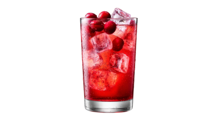 Refreshing red drink with ice and straw, a cool summer beverage icecold