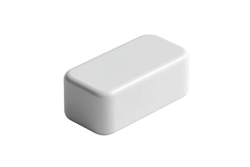 Simple White Rectangular Prism with Subtly Rounded Edges, Transparent Background