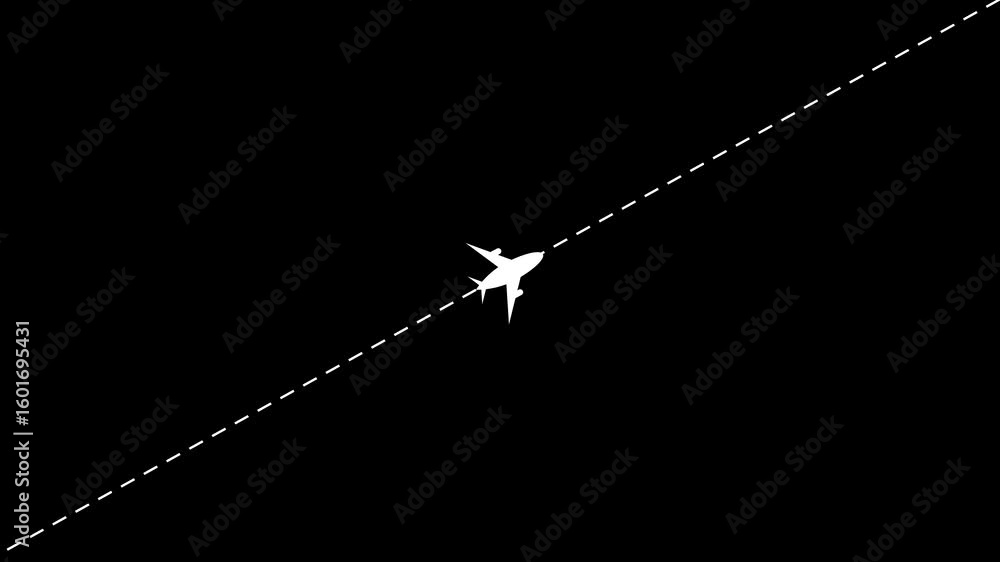 Poster airplane flight path animation minimalist design air travel journey route navigation black. airplane