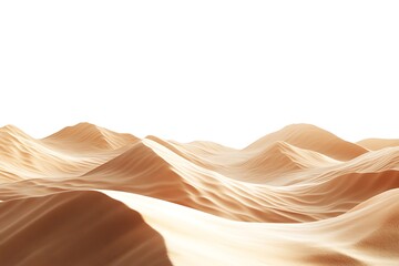 Serene desert landscape illustration with sand dunes and abstract wave patterns under sunlight