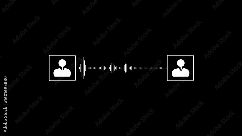 Poster communication audio waveform animation with corporate network and virtual meeting design. animated b