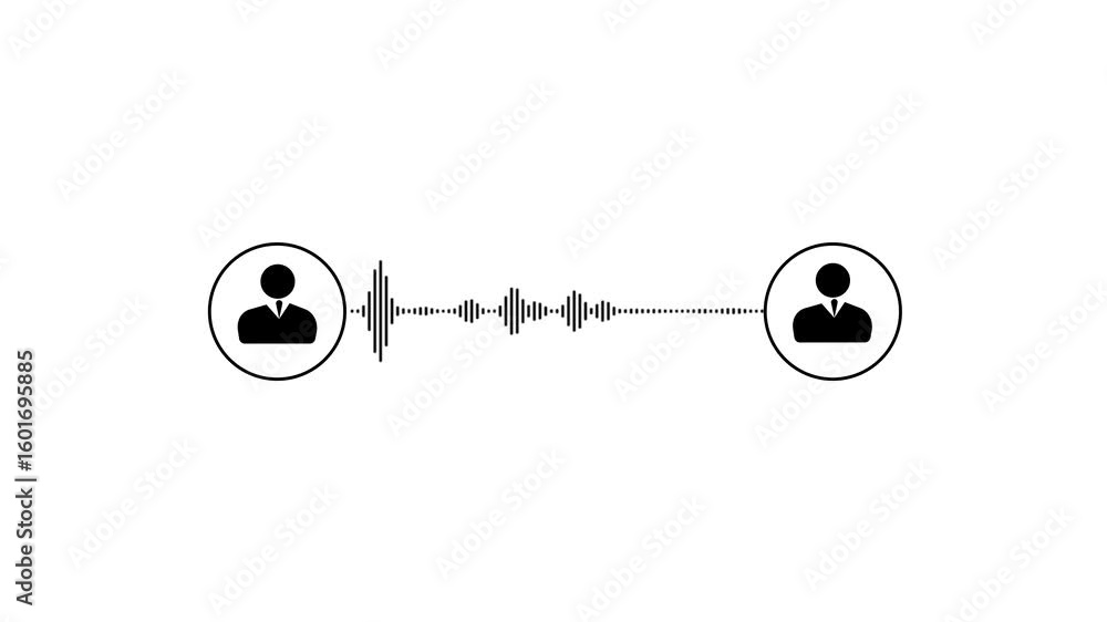 Poster corporate communication audio waveform animation with virtual meeting and clean interface. animated 