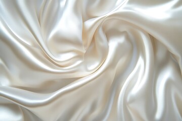 Fototapeta premium Luxurious ivory silk fabric with soft folds and delicate sheen for elegant designs