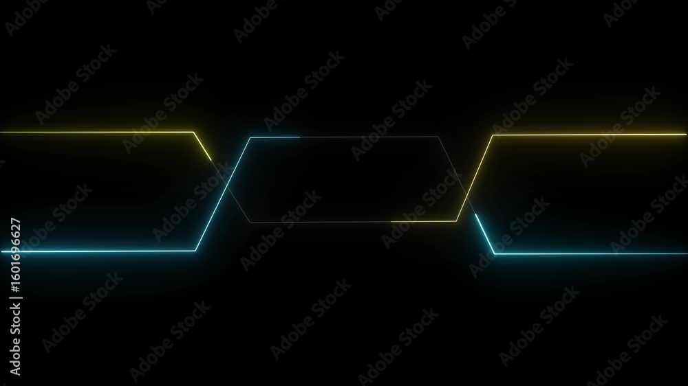 Poster abstract neon lines glowing geometric shapes seamless loop animation modern technology background. n