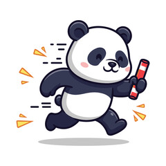 Naklejka premium Animated Panda Running with Baton for Teamwork and Sports Illustrations projects creative agency