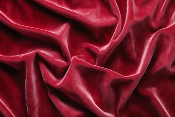 Fototapeta premium Luxurious red velvet fabric with soft folds creating a rich and elegant texture background