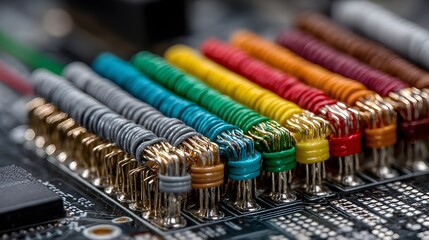 Optimize Maintenance with Color Coded Electrical Wires Clearly Organized on a High Tech Circuit Board