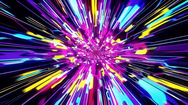 Endless neon lined tunnel rockets viewers through cyber grid lights racing past hyperspace sensation seamless video K loop powers gaming intros VR demos electronic music stages instant sci fi