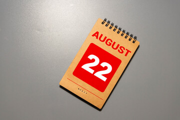 August 22nd. Image of august 22, calendar on yellow background