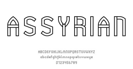 Set of alphabets font letters and numbers modern abstract outline design vector illustration