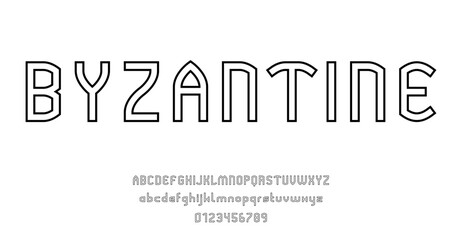 Set of alphabets font letters and numbers modern abstract outline design vector illustration