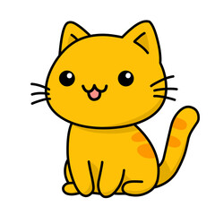 Vector illustration of cartoon cat sitting smiling, cat icon, cat sticker and nice as logo.