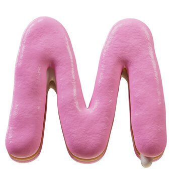 3D Font.Chocolate Biscuit Donut Font Concept. Isometric Alphabet. Numbers And Letters. 3d rendering isolated on white background