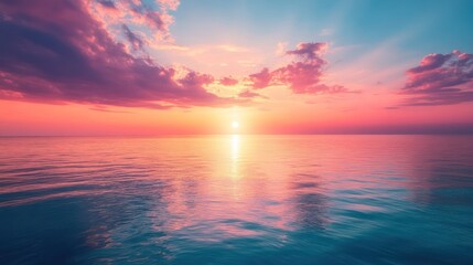 Fototapeta premium Serene seascape with vibrant pastel skies mirroring on the tranquil water surface