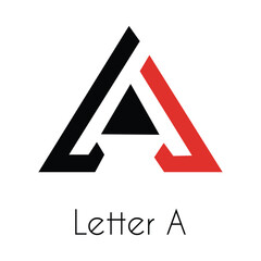 A modern logo design of a stylized letter A composed of geometric shapes in black and red © ABID