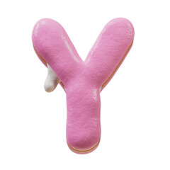 3D Font.Chocolate Biscuit Donut Font Concept. Isometric Alphabet. Numbers And Letters. 3d rendering isolated on white background