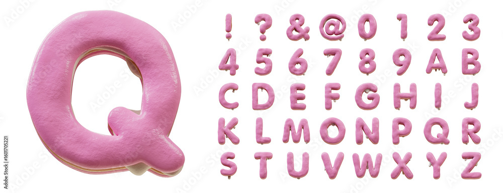 Poster 3d font.chocolate biscuit donut font concept. isometric alphabet. numbers and letters. 3d rendering 