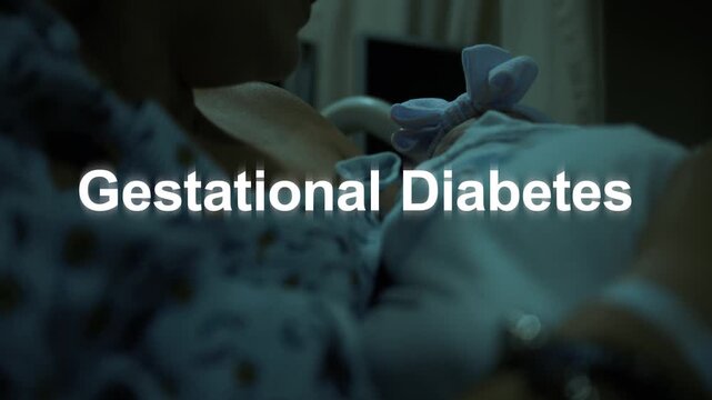 Gestational Diabetes Text over Mother Holding Newborn Baby 2