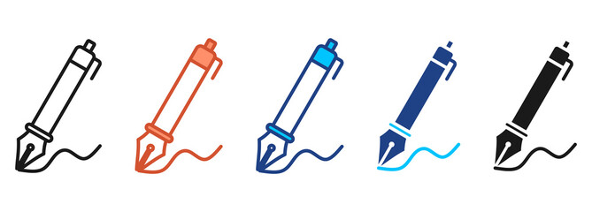 Caligraphy Icon Set Multiple Style Collection