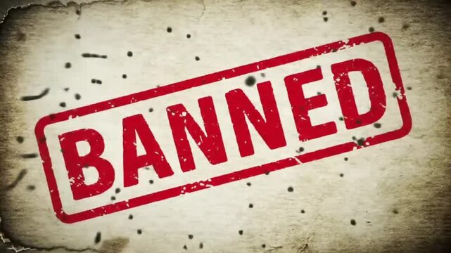 Red Banned Stamp on Textured Background
