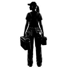 girl with a suitcase, , young woman with a suitcase on transparent background 