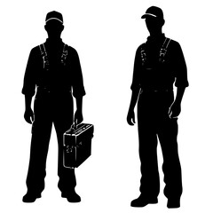 man with suitcase, silhouette of a man with a suitcase on transparent background 