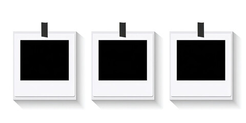 Three empty photo frames