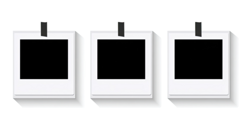 Three empty photo frames