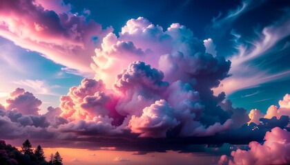 Dramatic Pink and Blue Cloudscape at Sunset